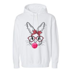 Cute Bunny With Heart Glasses Bubblegum Easter Day Cool Gift Garment-Dyed Fleece Hoodie