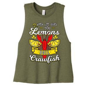 Crawfish Boil When Life Gives You Lemons Crayfish Festival Women's Racerback Cropped Tank