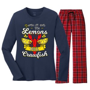 Crawfish Boil When Life Gives You Lemons Crayfish Festival Women's Long Sleeve Flannel Pajama Set 