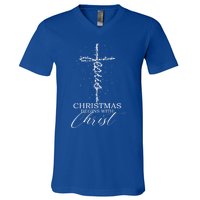 Christmas Begins With Christ Jesus Faithful Christian Light V-Neck T-Shirt