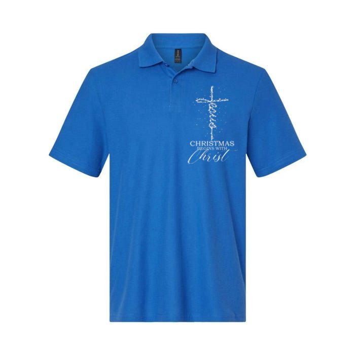 Christmas Begins With Christ Jesus Faithful Christian Light Softstyle Adult Sport Polo