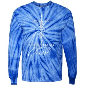 Christmas Begins With Christ Jesus Faithful Christian Light Tie-Dye Long Sleeve Shirt