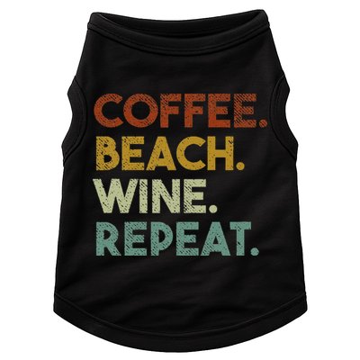 Coffee Beach Wine Repeat Funny Retro Beach Doggie Tank
