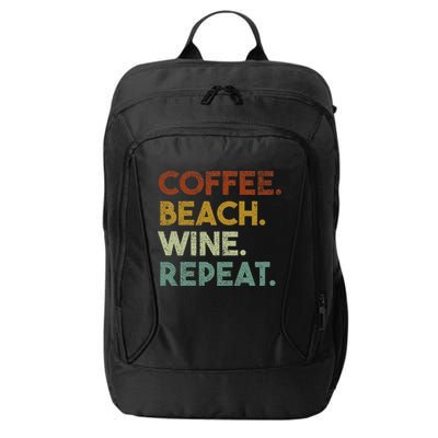 Coffee Beach Wine Repeat Funny Retro Beach City Backpack