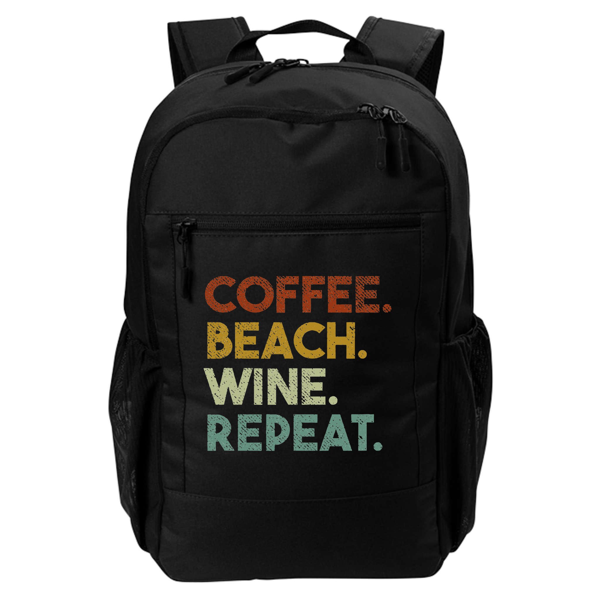 Coffee Beach Wine Repeat Funny Retro Beach Backpack