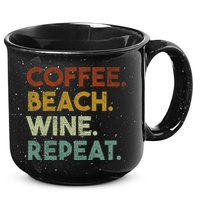 Coffee Beach Wine Repeat Funny Retro Beach 15oz Campfire Ceramic Mug