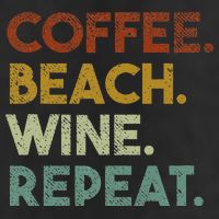 Coffee Beach Wine Repeat Funny Retro Beach 15oz Campfire Ceramic Mug