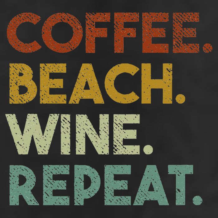 Coffee Beach Wine Repeat Funny Retro Beach 15oz Campfire Ceramic Mug