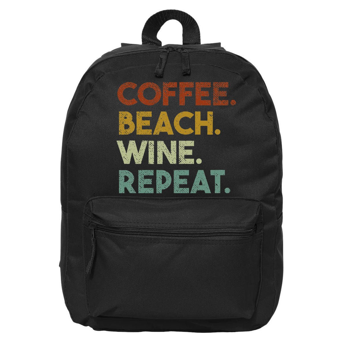 Coffee Beach Wine Repeat Funny Retro Beach 16 in Basic Backpack