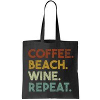 Coffee Beach Wine Repeat Funny Retro Beach Bag