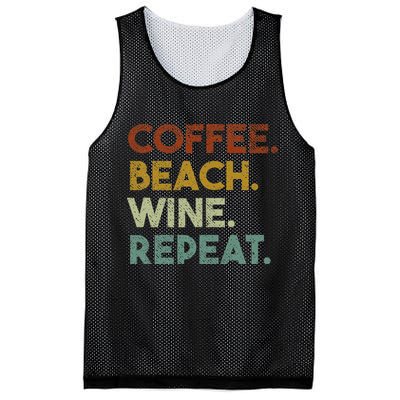 Coffee Beach Wine Repeat Funny Retro Beach Mesh Reversible Basketball Jersey Tank