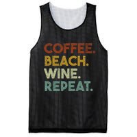 Coffee Beach Wine Repeat Funny Retro Beach Mesh Reversible Basketball Jersey Tank