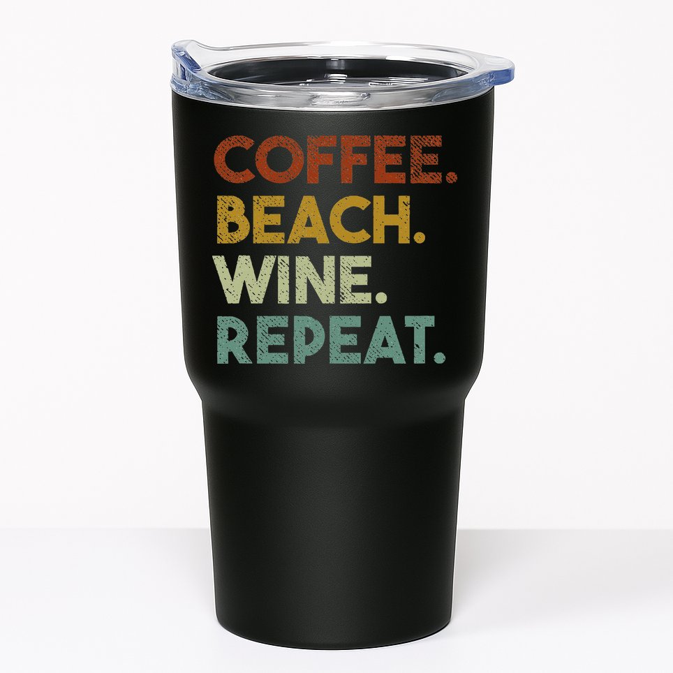 Coffee Beach Wine Repeat Funny Retro Beach Tumbler
