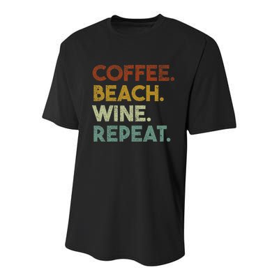 Coffee Beach Wine Repeat Funny Retro Beach Youth Performance Sprint T-Shirt