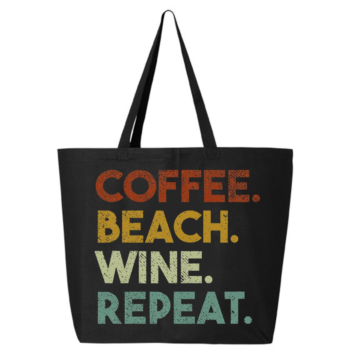 Coffee Beach Wine Repeat Funny Retro Beach 25L Jumbo Tote