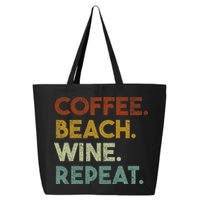 Coffee Beach Wine Repeat Funny Retro Beach 25L Jumbo Tote