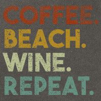 Coffee Beach Wine Repeat Funny Retro Beach Cotton Canvas Backpack