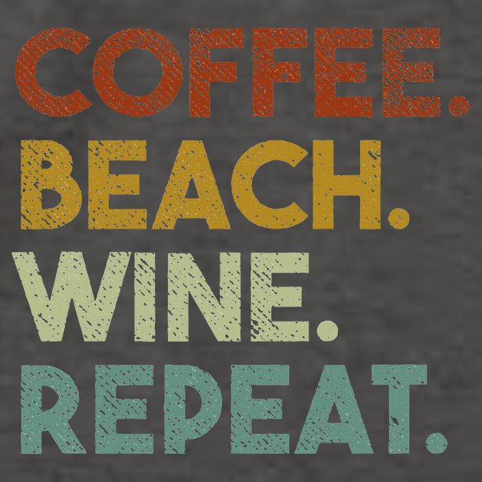 Coffee Beach Wine Repeat Funny Retro Beach Vector Backpack