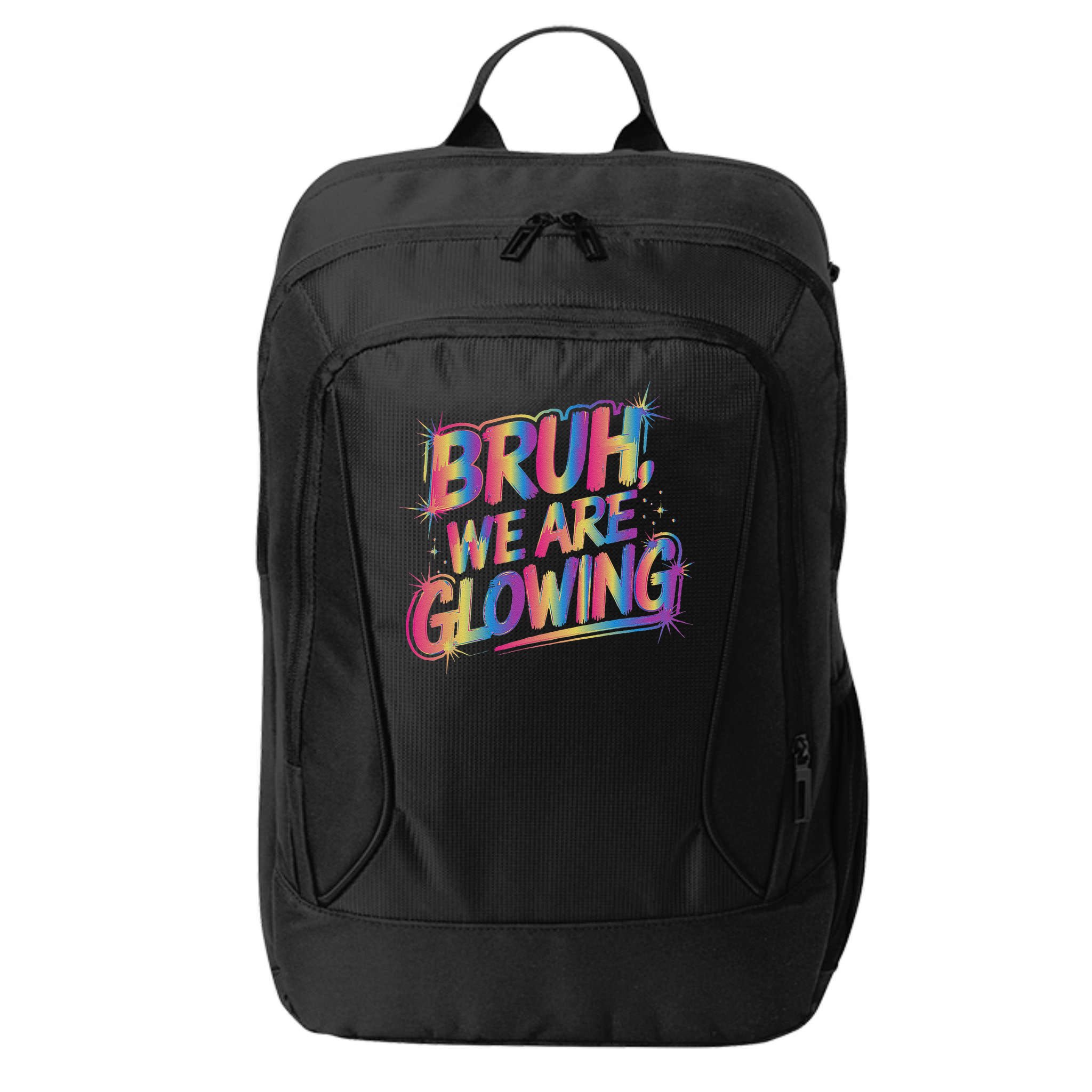 Colorful Bruh We Are Glowing Matching Family Birthday Party City Backpack