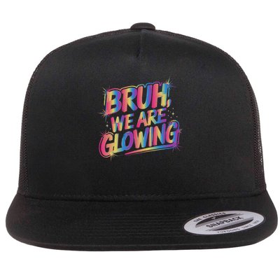 Colorful Bruh We Are Glowing Matching Family Birthday Party Flatbill Hat