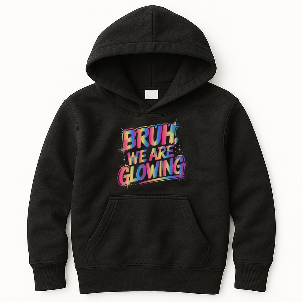 Colorful Bruh We Are Glowing Matching Family Birthday Party Kids Hoodie