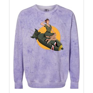 Cherry Bomb WW2 Pin Up Girl Colorblast Crewneck Sweatshirt