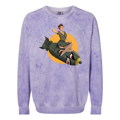 Cherry Bomb WW2 Pin Up Girl Colorblast Crewneck Sweatshirt