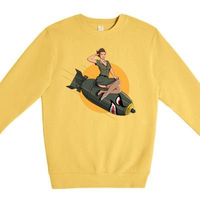 Cherry Bomb WW2 Pin Up Girl Premium Crewneck Sweatshirt