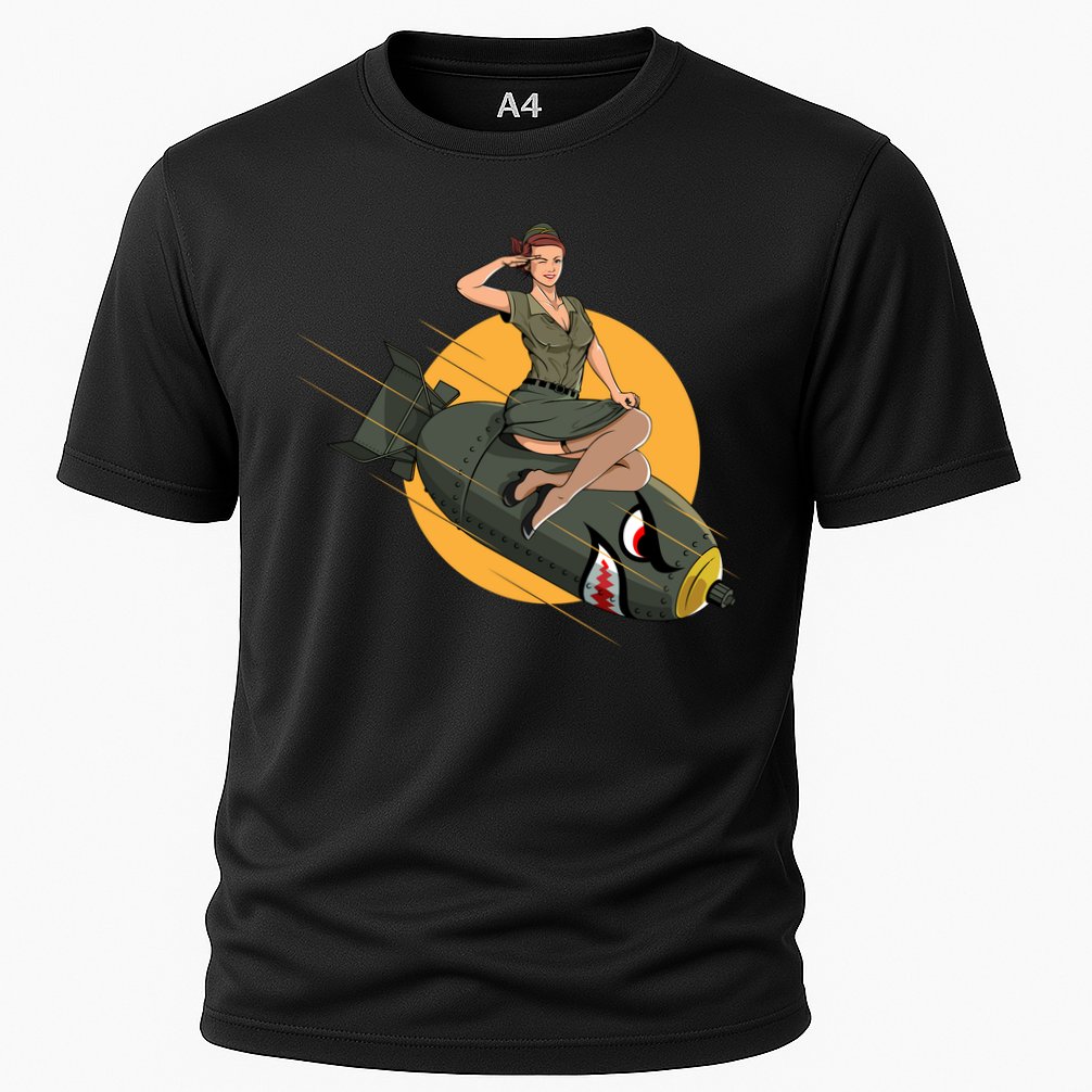 Cherry Bomb WW2 Pin Up Girl Cooling Performance Crew T-Shirt