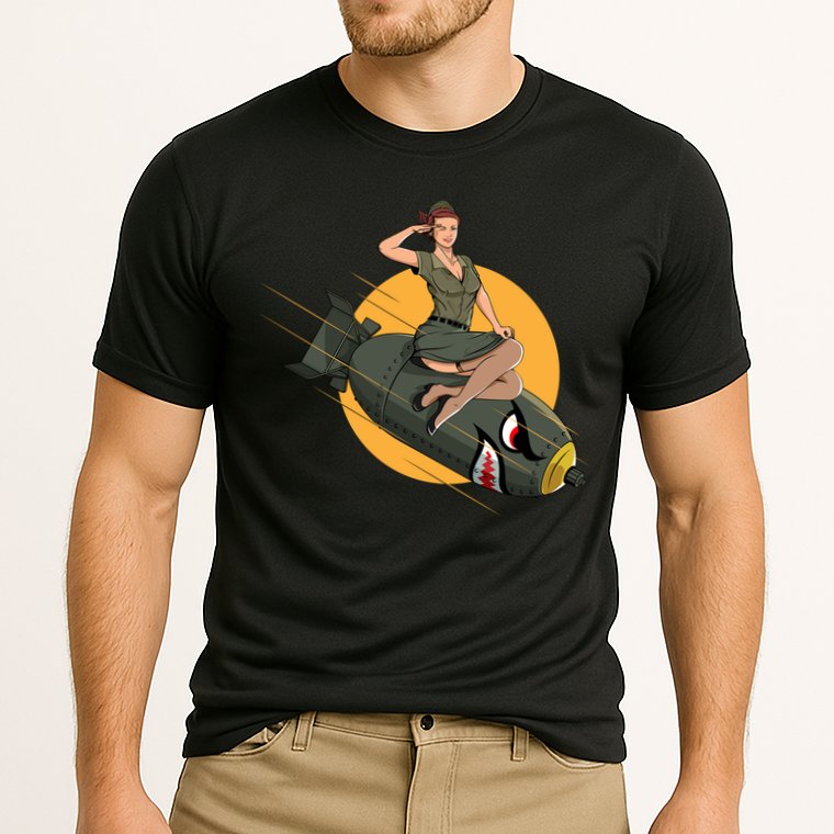 Cherry Bomb WW2 Pin Up Girl Cooling Performance Crew T-Shirt