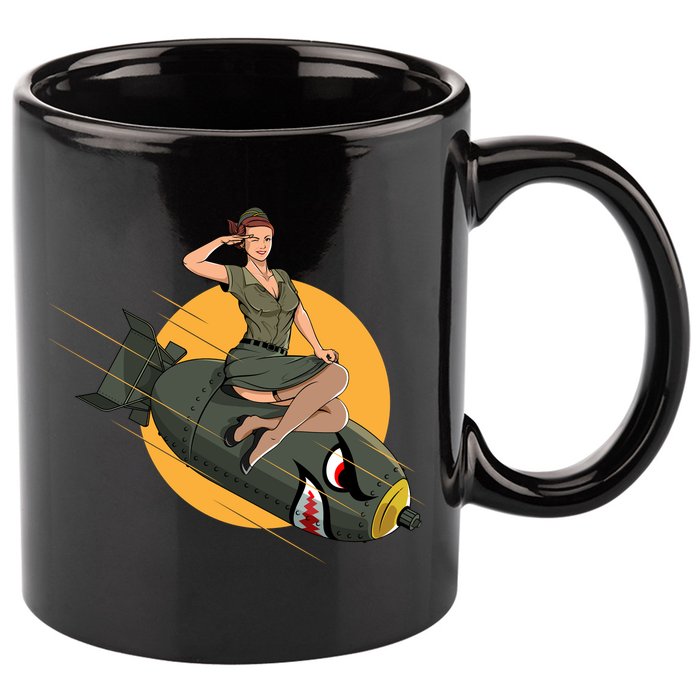Cherry Bomb WW2 Pin Up Girl 11oz C Handle Ceramic Mug