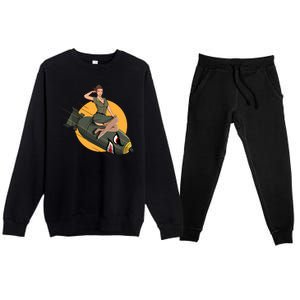 Cherry Bomb WW2 Pin Up Girl Premium Crewneck Sweatsuit Set