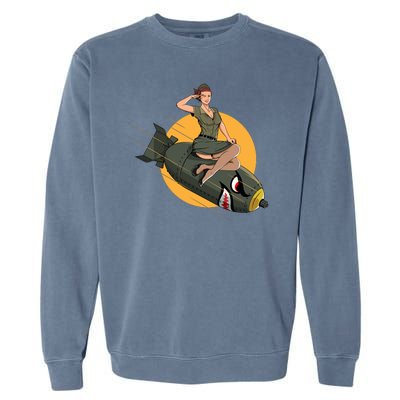 Cherry Bomb WW2 Pin Up Girl Garment-Dyed Sweatshirt