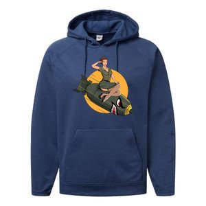 Cherry Bomb WW2 Pin Up Girl Performance Fleece Hoodie