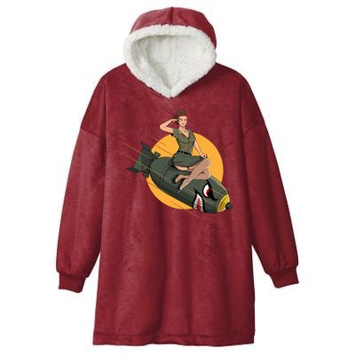 Cherry Bomb WW2 Pin Up Girl Hooded Wearable Blanket
