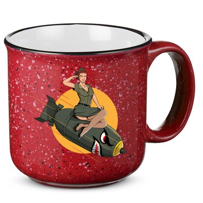 Cherry Bomb WW2 Pin Up Girl 15oz Campfire Ceramic Mug