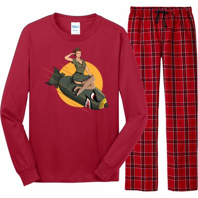 Cherry Bomb WW2 Pin Up Girl Long Sleeve Pajama Set