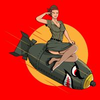 Cherry Bomb WW2 Pin Up Girl 16 in Basic Backpack