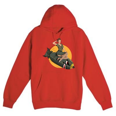 Cherry Bomb WW2 Pin Up Girl Premium Pullover Hoodie