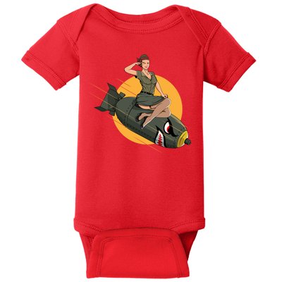 Cherry Bomb WW2 Pin Up Girl Baby Bodysuit