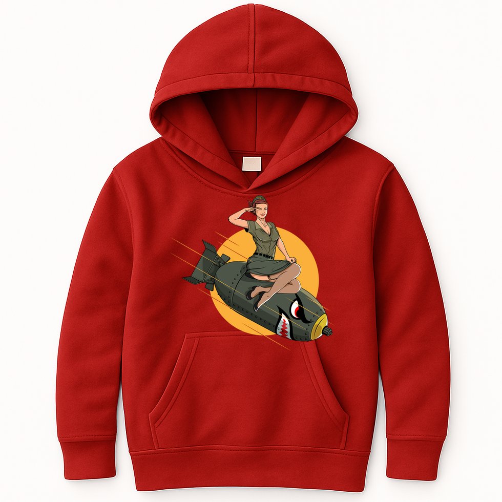 Cherry Bomb WW2 Pin Up Girl Kids Hoodie