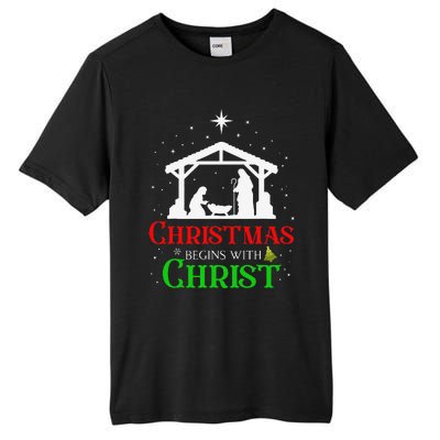 Christmas Begins With Christ Jesus Cross Christian Xmas Tall Fusion ChromaSoft Performance T-Shirt