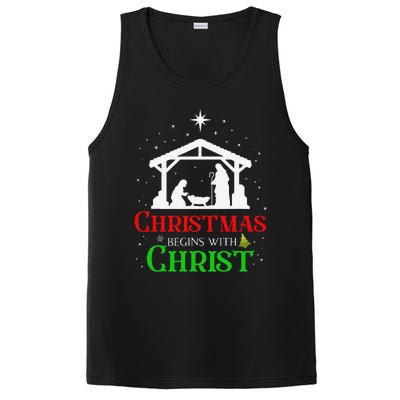 Christmas Begins With Christ Jesus Cross Christian Xmas PosiCharge Competitor Tank