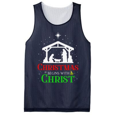 Christmas Begins With Christ Jesus Cross Christian Xmas Mesh Reversible Basketball Jersey Tank