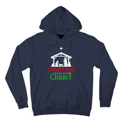 Christmas Begins With Christ Jesus Cross Christian Xmas Tall Hoodie