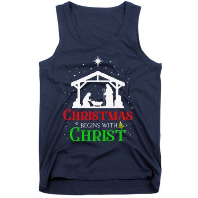 Christmas Begins With Christ Jesus Cross Christian Xmas Tank Top