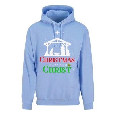 Christmas Begins With Christ Jesus Cross Christian Xmas Unisex Surf Hoodie