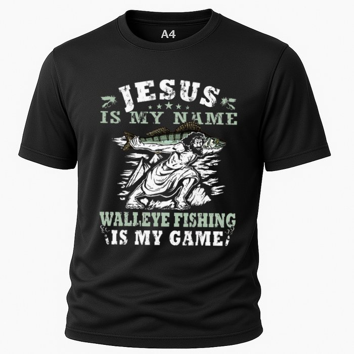 Catching big Walleye Fish over 25 inches Walleye Hunter Cooling Performance Crew T-Shirt