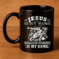 Catching big Walleye Fish over 25 inches Walleye Hunter 11oz C Handle Ceramic Mug