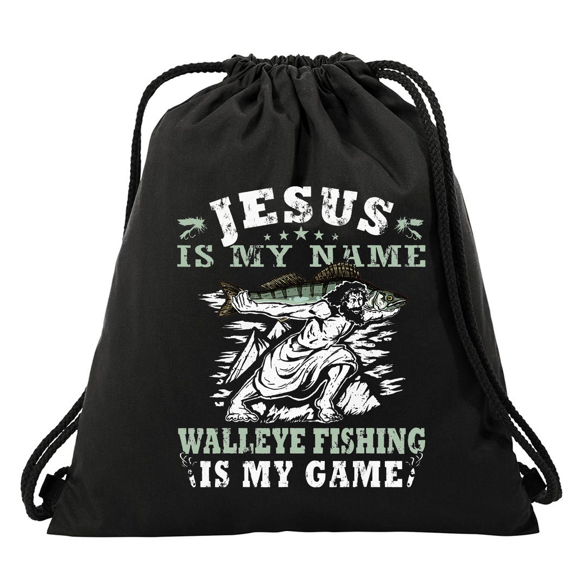 Catching big Walleye Fish over 25 inches Walleye Hunter Drawstring Bag